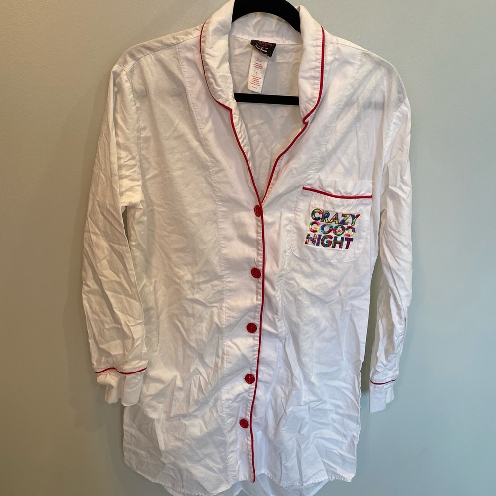 BedHead Pajamas Neiman Marcus Crazy Good Night Night Shirt Small white red